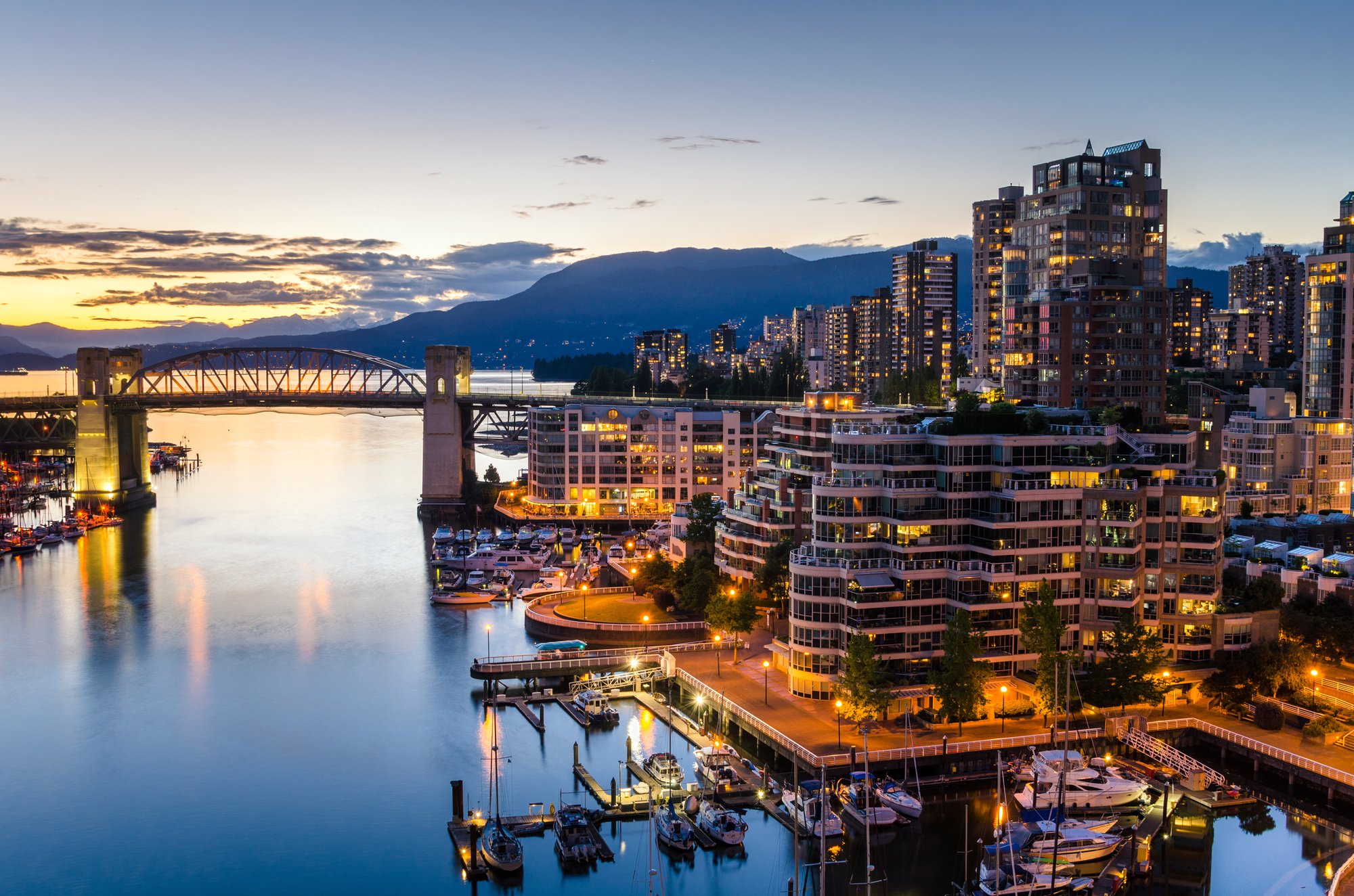 Scenic view of Vancouver at dawn