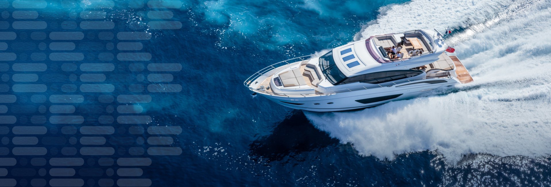 Motor yacht at speed on open water